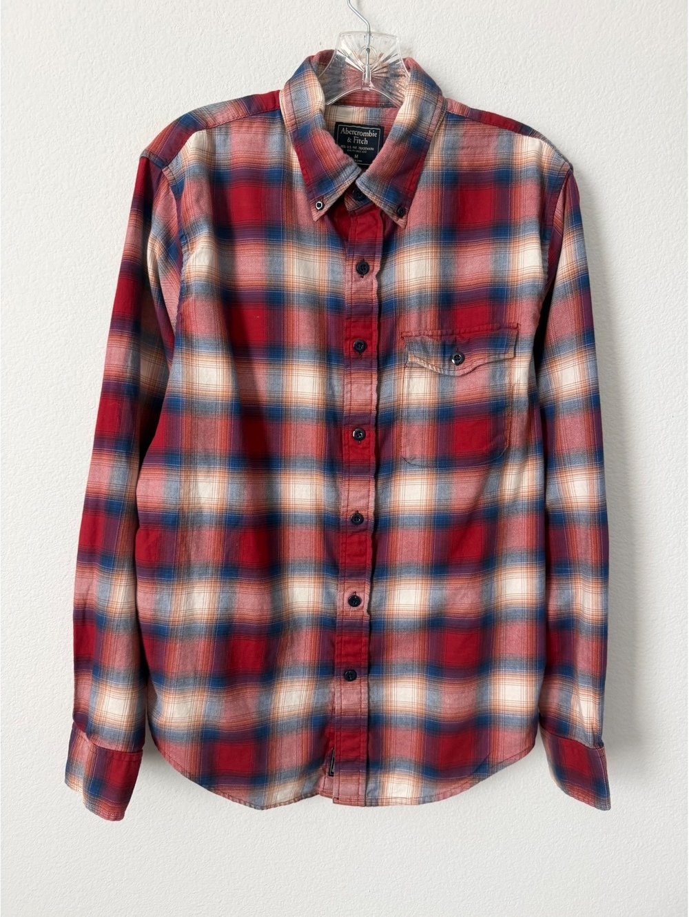 Abercrombie & Fitch Long Sleeve Button Up Collared Multicolor Plaid Shirt Size M